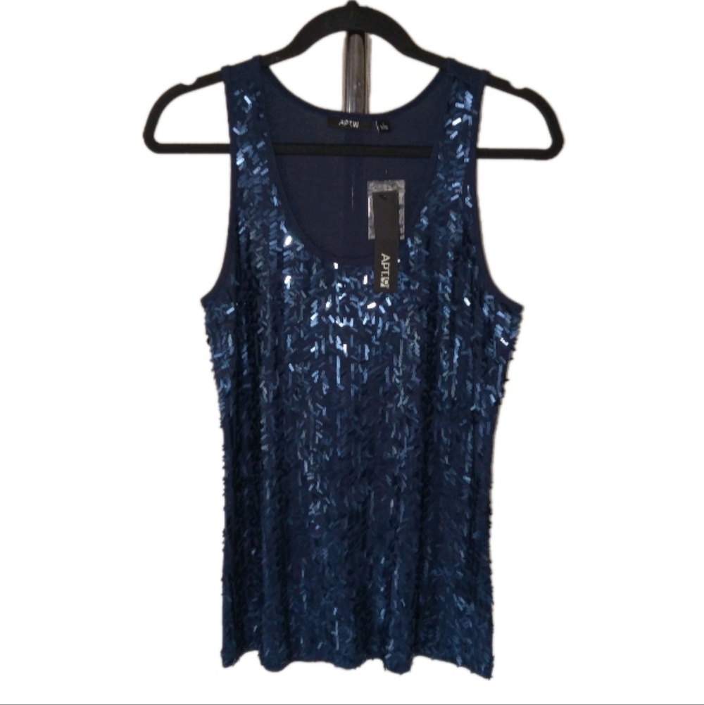 Nwt Apt 9 Navy Tank Top With Bling M/L